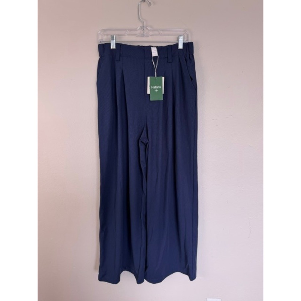 Halara Navy Blue High Waisted Wide Leg Pleated Dress Pants Size M NWT